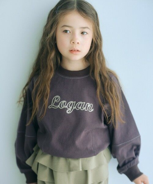 green label relaxing / グリーンレーベル リラクシング カットソー | 【別注】<LOGAN knitting mills>チェーンステッチ プルオーバー / キッズ 120cm-160cm(MD.BROWN)