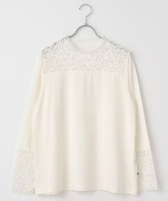 greennout / グリーンノート カットソー | レース付きハイネックカットソー