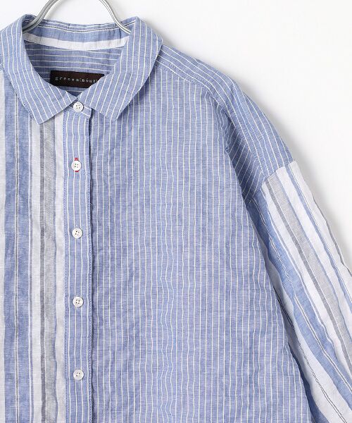 greennout / グリーンノート シャツ・ブラウス | コットンリネンナチュラルウェーブストライプBL | 詳細2