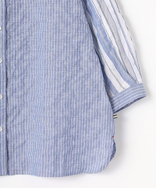 greennout / グリーンノート シャツ・ブラウス | コットンリネンナチュラルウェーブストライプBL | 詳細3