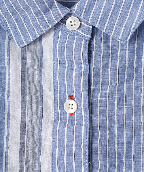 greennout / グリーンノート シャツ・ブラウス | コットンリネンナチュラルウェーブストライプBL | 詳細5