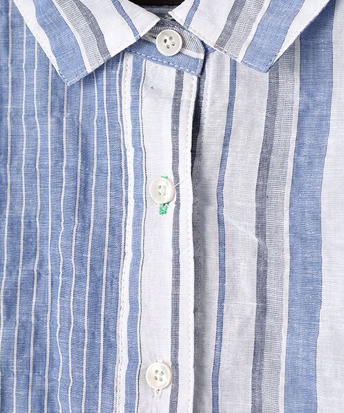 greennout / グリーンノート シャツ・ブラウス | コットンリネンナチュラルウェーブストライプBL | 詳細6