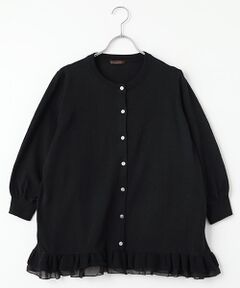 greennout / グリーンノート カーディガン・ボレロ | フリル付クルーカーディガン