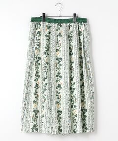 greennout / グリーンノート ロング・マキシ丈スカート | コットンリネンボタニカルストライプSK