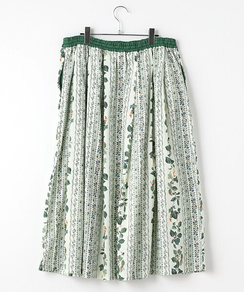 greennout / グリーンノート ロング・マキシ丈スカート | コットンリネンボタニカルストライプSK | 詳細1