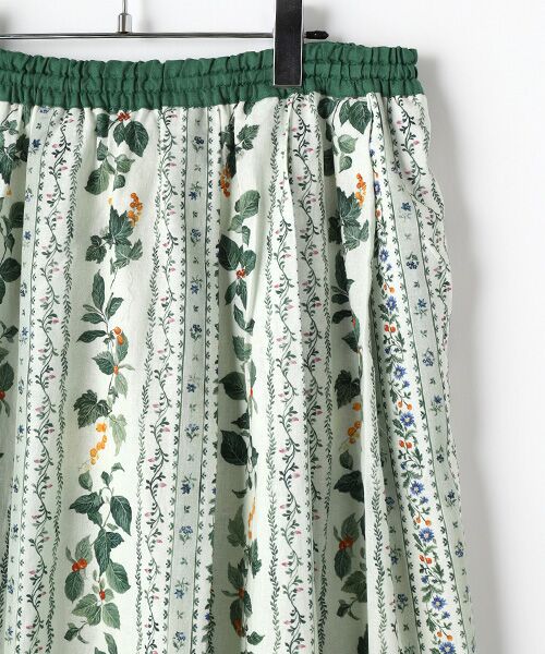 greennout / グリーンノート ロング・マキシ丈スカート | コットンリネンボタニカルストライプSK | 詳細2