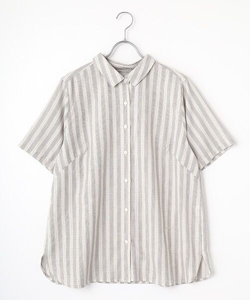 greennout/グリーンノート ドビーストライプ裏使いシャツ シラチャ系 19号 greennout/グリーンノート ドビーストライプ裏使いシャツ シラチャ系 19号