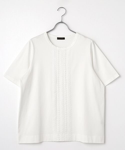 greennout/グリーンノート レース付Tシャツ オフホワイト 19号 greennout/グリーンノート レース付Tシャツ オフホワイト 19号