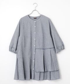 グリーンノート green nout デニム ロング ワンピース ウエストベルト 大きい胸専用】ウエストタック長袖ドルマンワンピース（ポケット