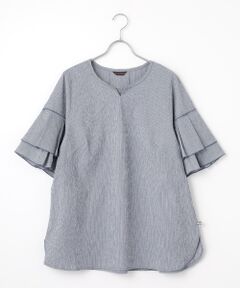 greennout / グリーンノート シャツ・ブラウス | ピンストライプ ナチュラルストレッチブラウス