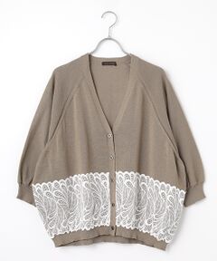 greennout / グリーンノート カーディガン・ボレロ | レース付Vカーディガン