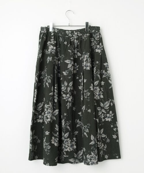 greennout / グリーンノート ロング・マキシ丈スカート | コーデュロイ フラワープリントスカート | 詳細1