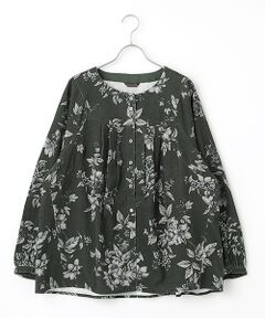 greennout / グリーンノート シャツ・ブラウス | コーデュロイ フラワープリントブラウス