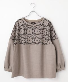 greennout / グリーンノート シャツ・ブラウス | ストレッチ起毛刺繍ブラウス