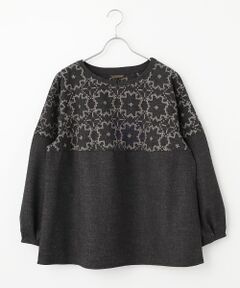 greennout / グリーンノート シャツ・ブラウス | ストレッチ起毛刺繍ブラウス