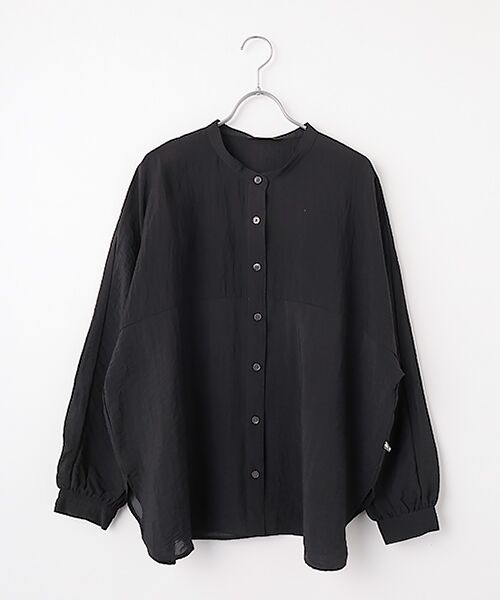 greennout / グリーンノート シャツ・ブラウス | レーヨンナイロンタスラン調シャツ（ブラック）