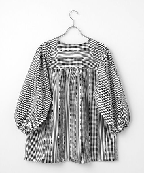 greennout / グリーンノート シャツ・ブラウス | サッカーストライプ＆ギンガムブラウス | 詳細2