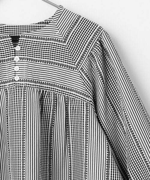 greennout / グリーンノート シャツ・ブラウス | サッカーストライプ＆ギンガムブラウス | 詳細3