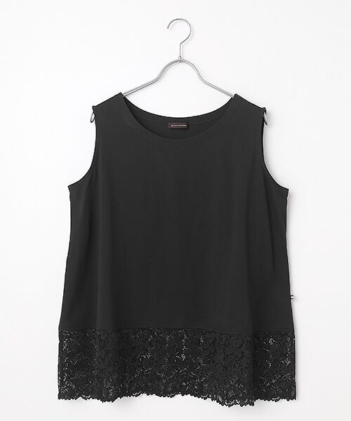 greennout / グリーンノート タンクトップ | 接触冷感　レース付きタンクトップ（ブラック）