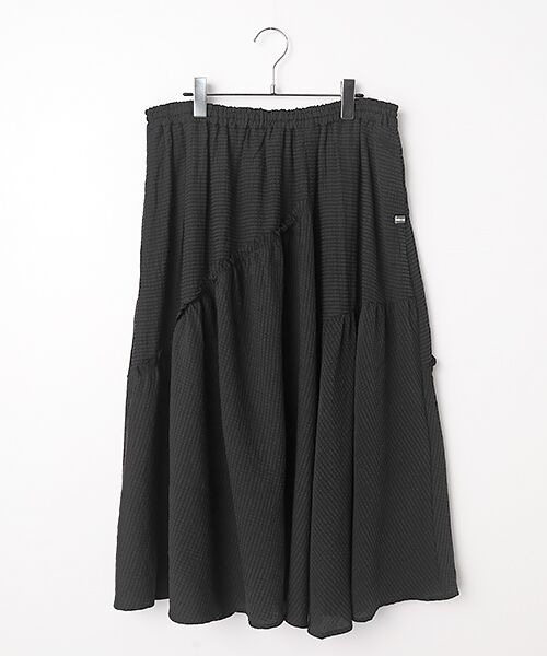 greennout / グリーンノート ロング・マキシ丈スカート | サッカーギンガムチェックスカート　         （ブラック）