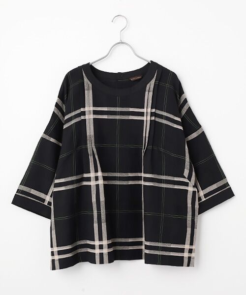 greennout / グリーンノート シャツ・ブラウス | パナマチェックブラウス（ブラックベース）