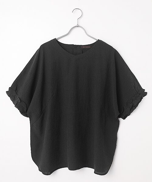 greennout / グリーンノート シャツ・ブラウス | サッカーギンガムチェックブラウス（ブラック）