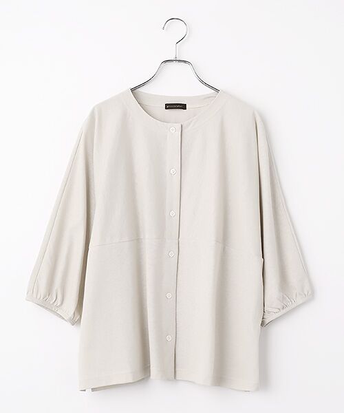 greennout / グリーンノート カットソー | カットジョーゼットカーディガン（ライトグレージュ）