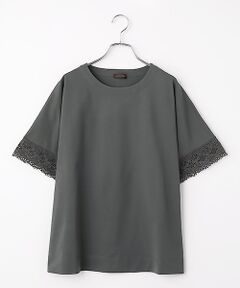 greennout / グリーンノート カットソー | 接触冷感天竺袖レースカットソー