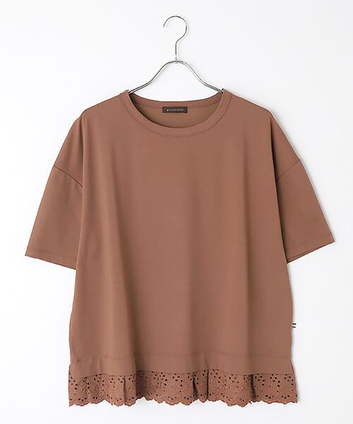 greennout / グリーンノート Tシャツ | 接触冷感　裾レースTシャツ（ココア）