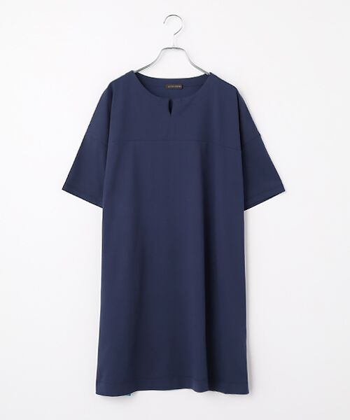 greennout / グリーンノート カットソー | 接触冷感 天竺チュニック（ネイビー）