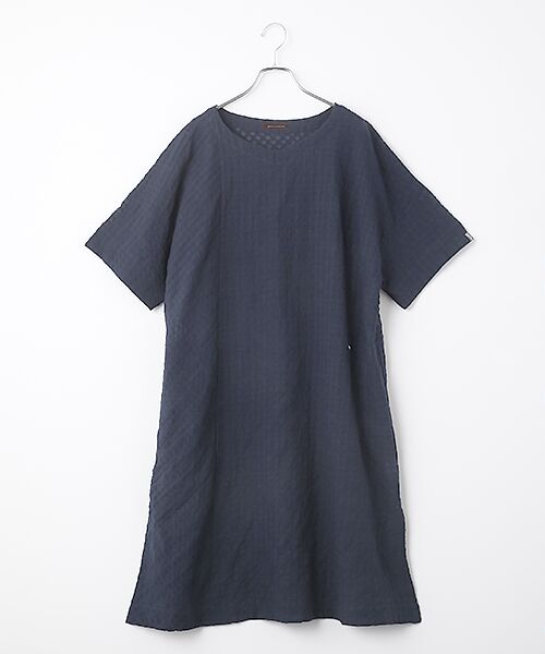 greennout / グリーンノート シャツ・ブラウス | シャーリングシャドーチェックチュニック（ネイビー）