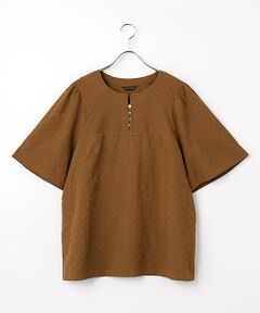 greennout / グリーンノート シャツ・ブラウス | フラワーボーダー刺繍ブラウス