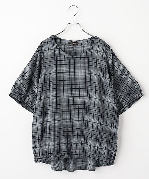 greennout / グリーンノート シャツ・ブラウス | コットンドビーチェックブラウス（グレー系）