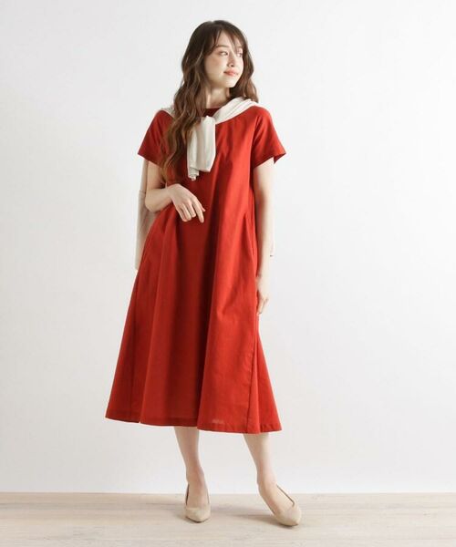 セール リネン混バックシャンワンピース ミニ丈 ひざ丈ワンピース Grove グローブ ファッション通販 タカシマヤファッションスクエア