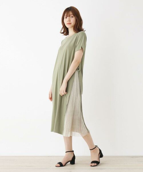 セール Llあり サイドスリットチュールジョーゼットワンピース ミニ丈 ひざ丈ワンピース Grove グローブ ファッション通販 タカシマヤファッションスクエア