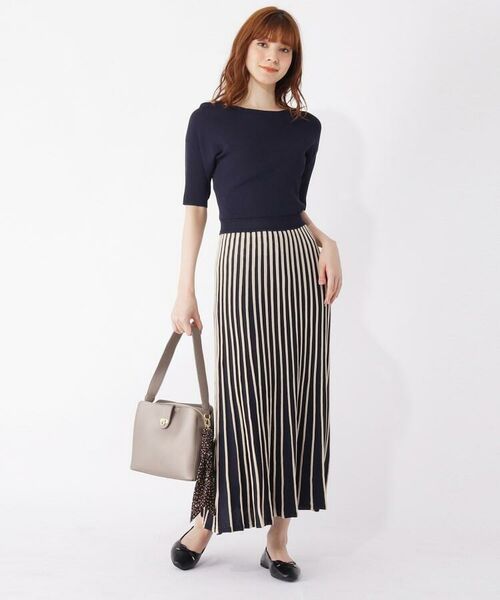 セール S Ll ストライプ切り替えニットワンピース ミニ丈 ひざ丈ワンピース Grove グローブ ファッション通販 タカシマヤファッションスクエア