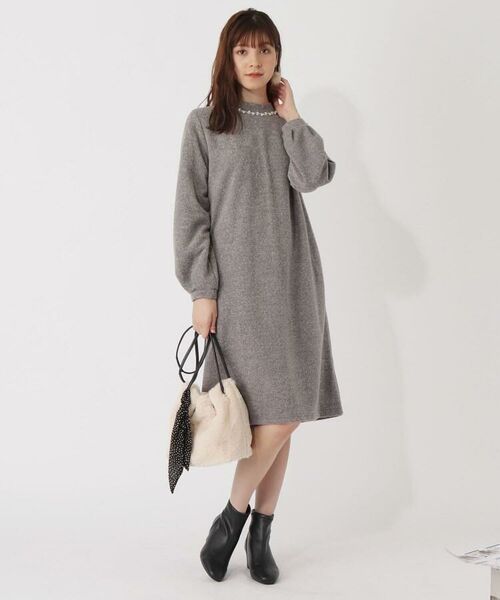 S Ll ツイード見えジャージビジュー付きワンピース ミニ丈 ひざ丈ワンピース Grove グローブ ファッション通販 タカシマヤファッションスクエア