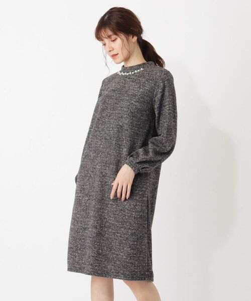 S Ll ツイード見えジャージビジュー付きワンピース ミニ丈 ひざ丈ワンピース Grove グローブ ファッション通販 タカシマヤファッションスクエア