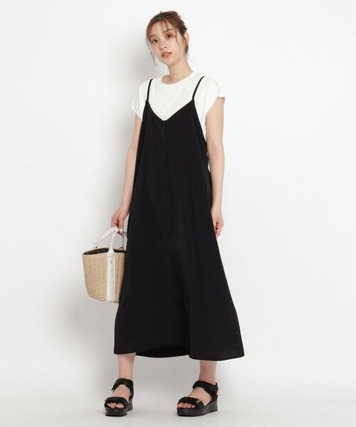 セール S Ll 楽ちん ボタンキャミワンピース フレンチスリーブtee Set ロング マキシ丈ワンピース Grove グローブ ファッション通販 タカシマヤファッションスクエア