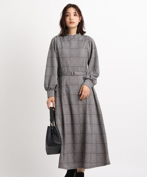 セール S 3l チェックジャカードワンピース ミニ丈 ひざ丈ワンピース Grove グローブ ファッション通販 タカシマヤファッションスクエア