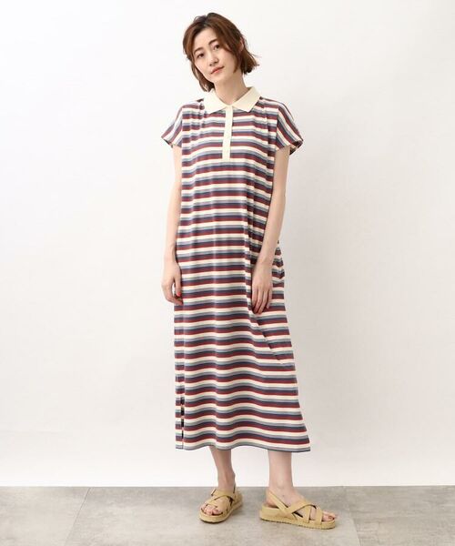 セール ランダムボーダーポロワンピース ロング マキシ丈ワンピース Grove グローブ ファッション通販 タカシマヤファッションスクエア