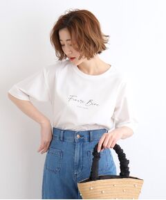 雑誌掲載商品【洗える／UVカット／接触冷感】5分袖ロゴTシャツ