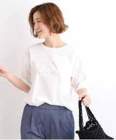 雑誌掲載商品【洗える／UVカット／接触冷感】5分袖ロゴTシャツ