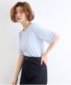 【洗える・接触冷感・UV】袖刺繍デザインTシャツ