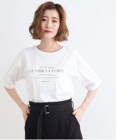 ＜接触冷感・UVカット・ご自宅で洗える＞ロゴプリント5分袖Tシャツ