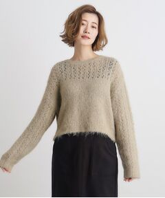 【minaWEB掲載商品】透かし編みクロップドニット