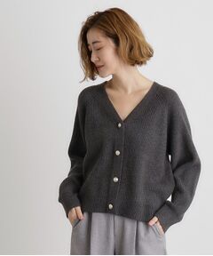 grove / グローブ カーディガン・ボレロ | 金ボタン畦ラグランニットカーディガン