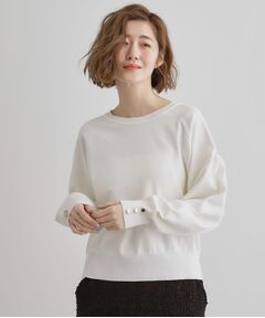grove / グローブ ニット・セーター | 袖口釦ボリュームスリーブクルーネックニット