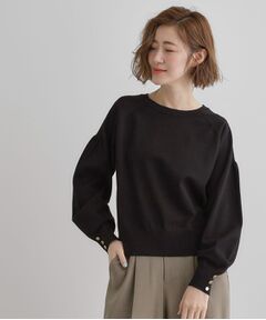 grove / グローブ ニット・セーター | 袖口釦ボリュームスリーブクルーネックニット