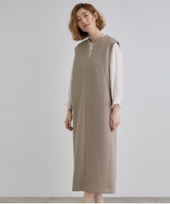 grove / グローブ ロング・マキシ丈ワンピース | ダンボールカルゼキーネックジャンドレ